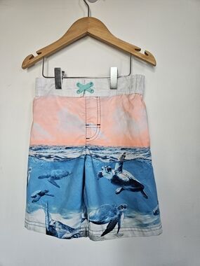 George Boys Swim Trunks Size XS 4-5 Sea Turtle Ocean Sunset Board Shorts🩷